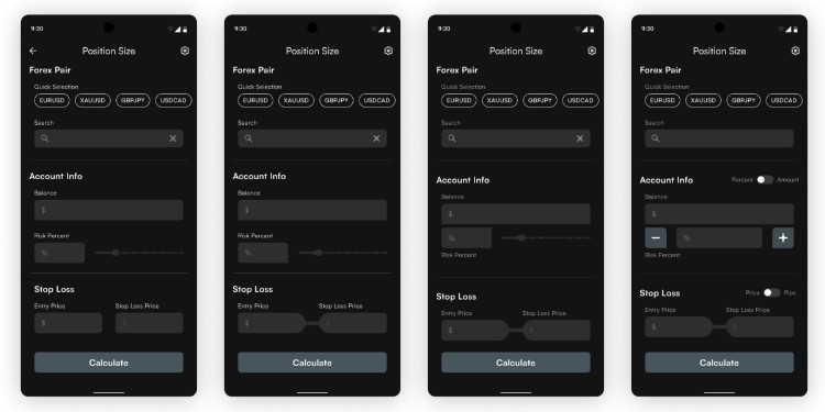 forex calculator app design