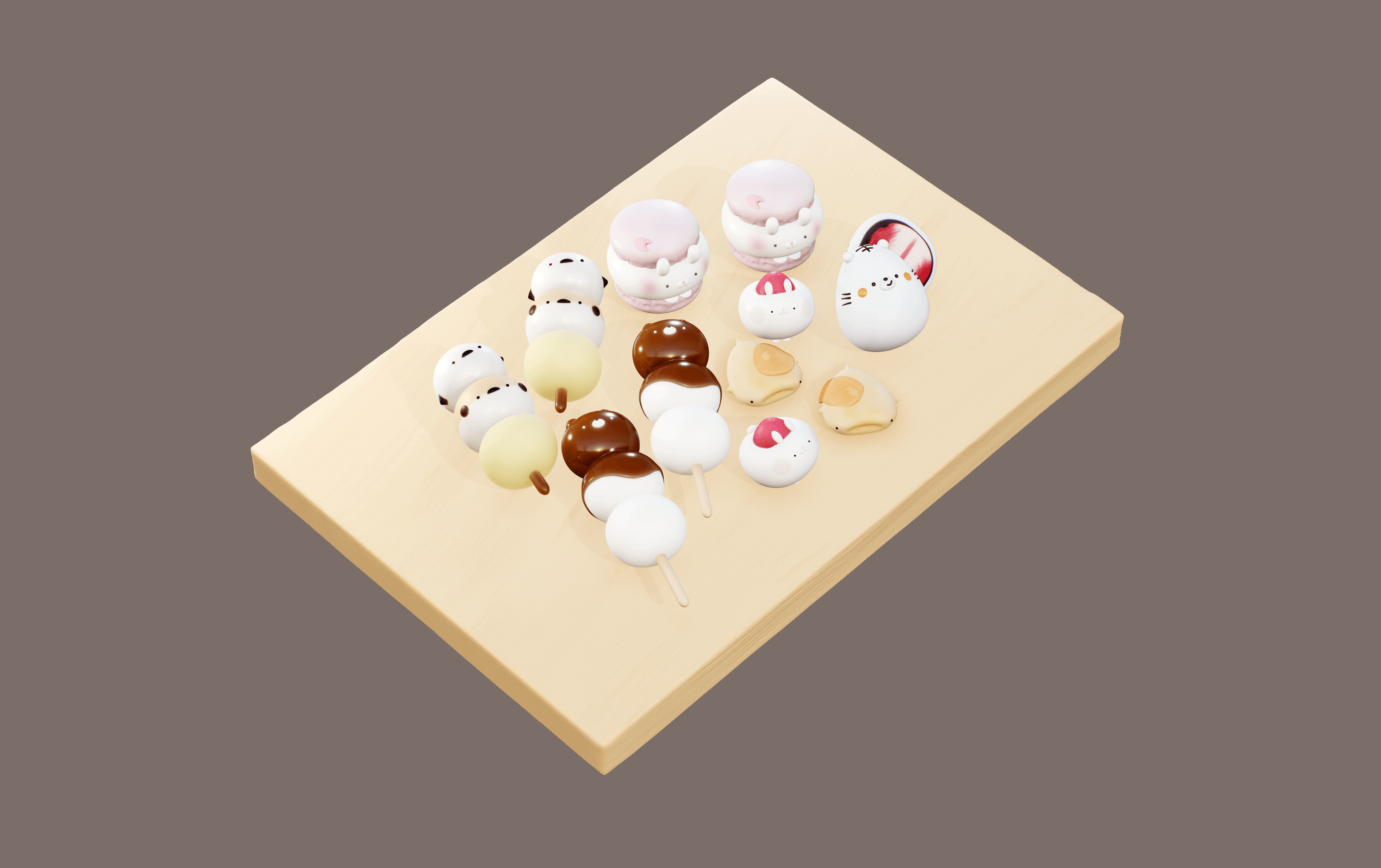snack plate with all food models