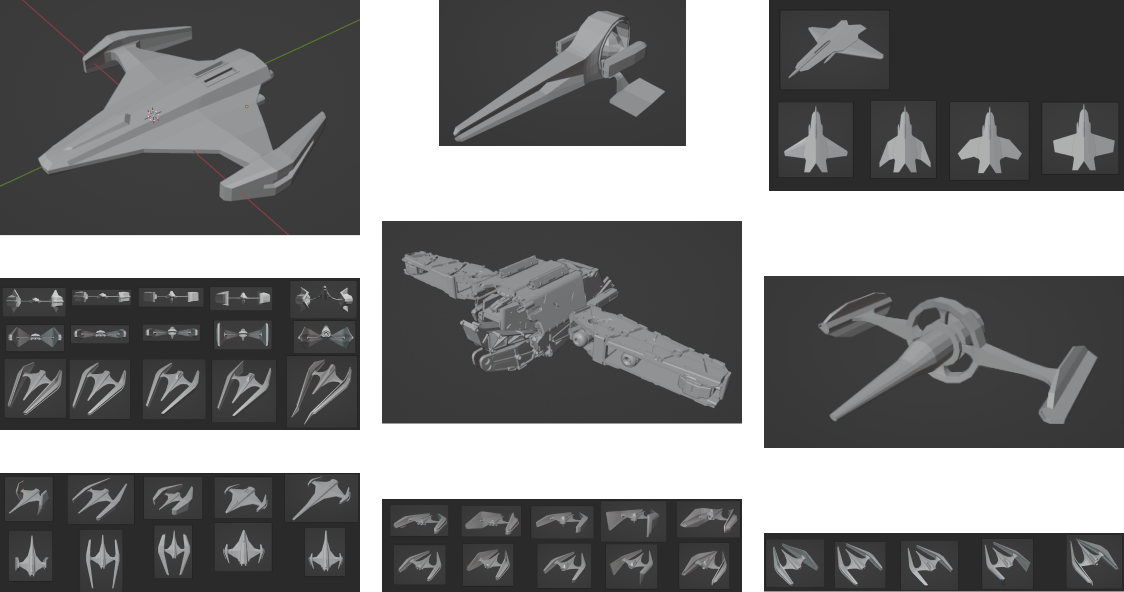 lowpoly and kitbash models